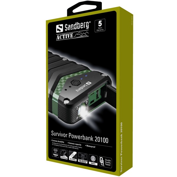 SANDBERG Hordozható akkumulátor, Survivor Powerbank 20100 (420-36)