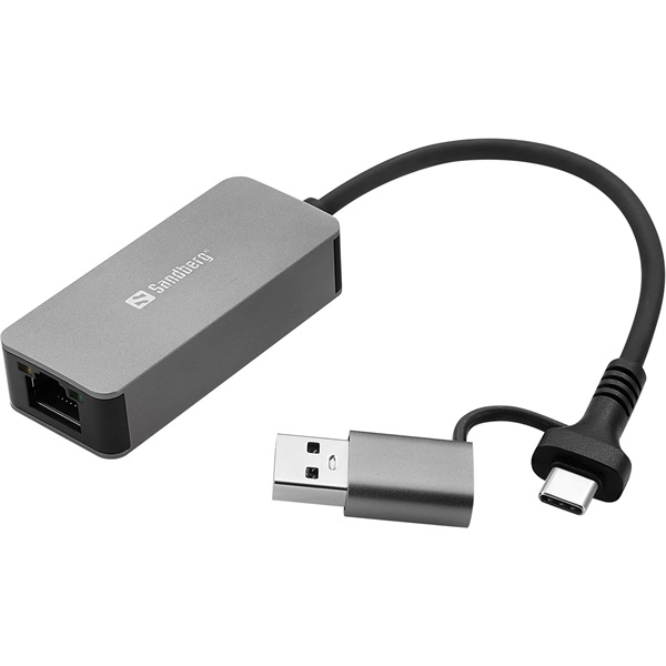 SANDBERG USB-C/A 2.5 GbE RJ45 adapter,  USB-C and USB-A Compatibility,  Ultra-Fast 2.5 Gbps Speeds, 5 év garancia (136-68)