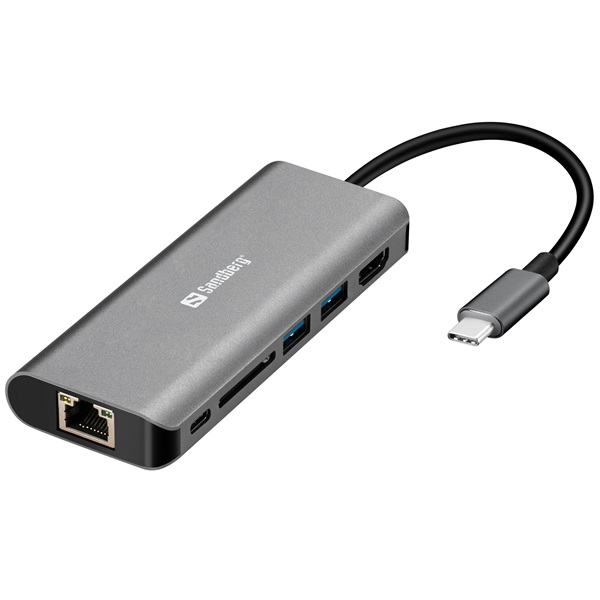 SANDBERG USB-C dokkoló, USB-C Dock HDMI+LAN+SD+USB100W (136-18)