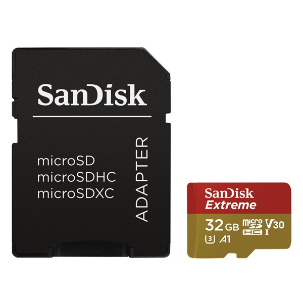 SANDISK 173420, MICROSDHC EXTREME KÁRTYA 32GB, 90MB/sec. CL10, UHS-I, V30, A1 (173420)
