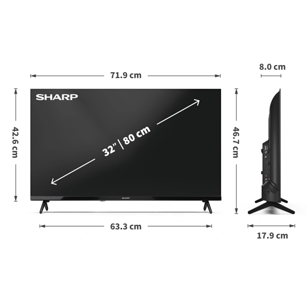 SHARP 32HA1205E 32"/80cm HD Ready LED TV, 1366x768, 3xHDMI/2xUSB (32HA1205E)