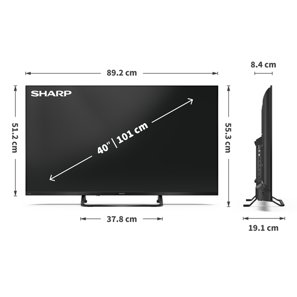 SHARP 40HF3865E 40"/101cm Full HD QLED Google TV, 60hz, 1920x1080, 3xHDMI/2xUSB (40HF3865E)