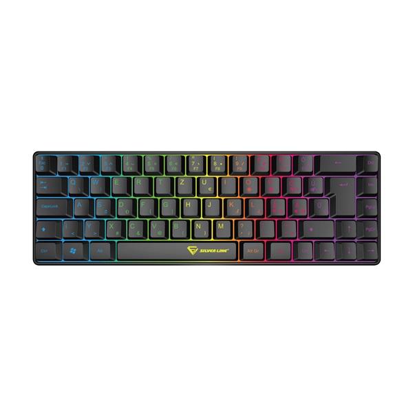 SILVERLINE gamer vezetékes billentyűzet, kompakt, RGB világítás, HU (KB68 )