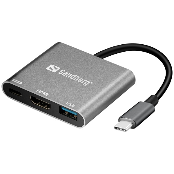 SANDBERG USB-C dokkoló, USB-C Mini Dock HDMI+USB (136-00)