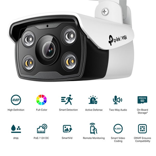 TP-LINK IP Kamera kültéri éjjellátó 4 Megapixel, 2.8mm Objektív, VIGI C340(2.8MM) (VIGI C340(2.8MM))