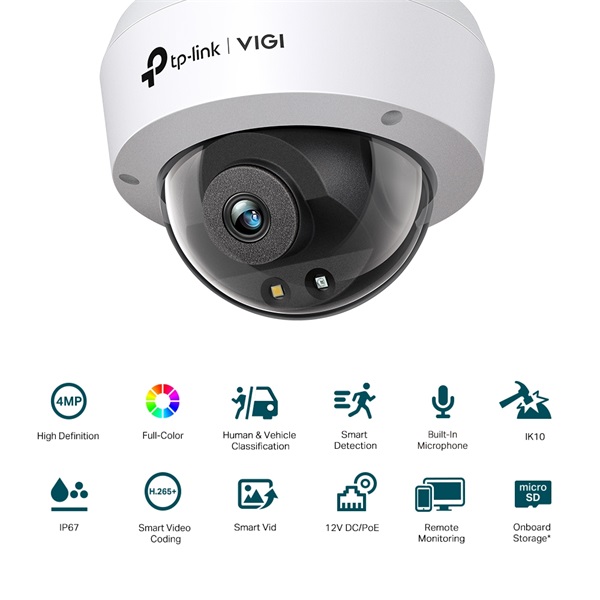 TP-LINK IP Kamera kültéri/beltéri éjjellátó 4 Megapixel, 4mm Objektív, VIGI C240(4MM) (VIGI C240(4MM))