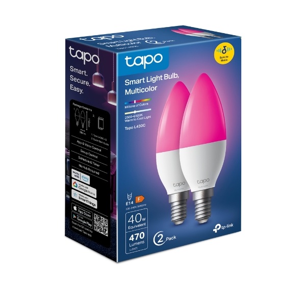 TP-LINK LED Izzó Wi-Fi-s E14, Multi Color, váltakozó színekkel, TAPO L430C(2-PACK) (TAPO L430C(2-PACK))