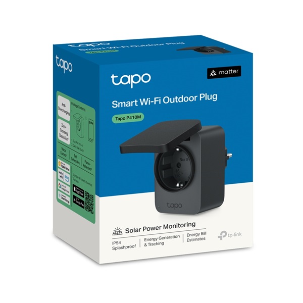 TP-LINK Okos Dugalj Wi-Fi-s Mini, Fogyasztás mérővel IP54 kültéri, TAPO P410M (TAPO P410M)