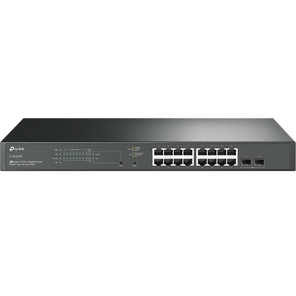 TP-LINK Switch 16x1000Mbps(16xPOE+) + 2xGigabit SFP, Menedzselhető, SG2218P (SG2218P)