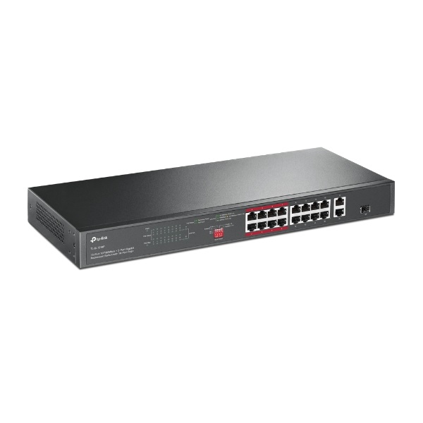 TP-LINK Switch 16x100Mbps (16xPOE+) + 2x1000Mbps + 1xGigabit kombó SFP, TL-SL1218P (TL-SL1218P)