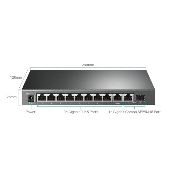 TP-LINK Switch 9x1000Mbps (8xPOE+) + 1xGigabit kombó SFP, Easy Smart, TL-SG1210MPE (TL-SG1210MPE)