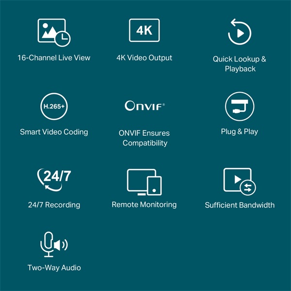 TP-LINK Video Recorder 16 csatornás, VIGI NVR2016H (VIGI NVR2016H)