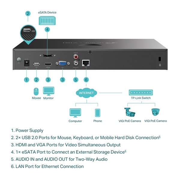 TP-LINK Video Recorder 16 csatornás, VIGI NVR2016H (VIGI NVR2016H)