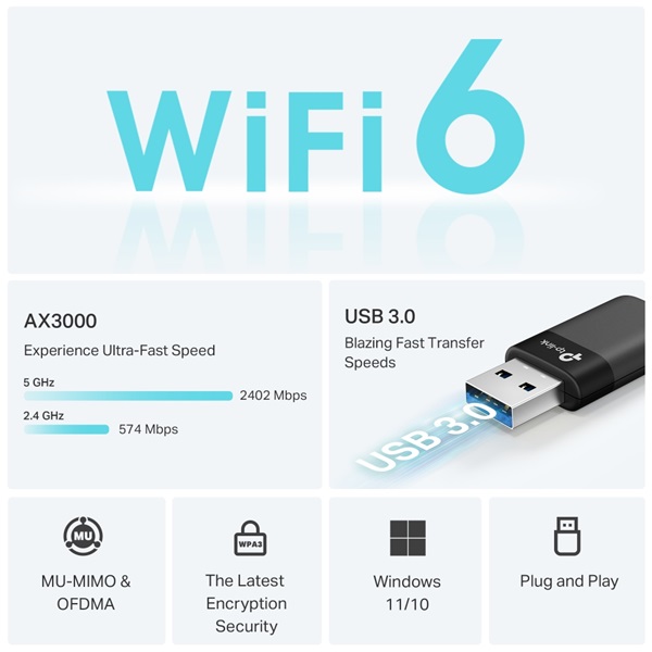 TP-LINK Wireless Adapter USB Dual Band AX3000, ARCHER TX50U (ARCHER TX50U)
