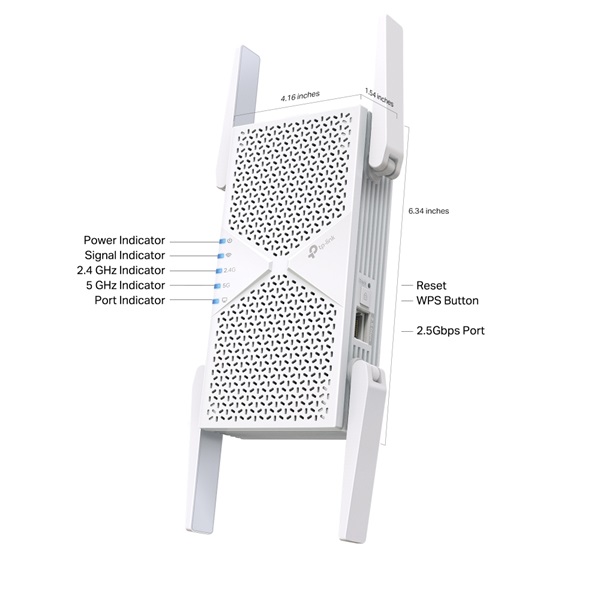 TP-LINK Wireless Range Extender Dual Band BE6500 Wifi 7, RE405BE (RE405BE)