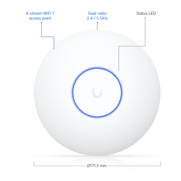 UBiQUiTi Wireless AccessPoint 1x2500Mbps, Wi-Fi 7, Falra rögzíthető - U7-LITE (U7-LITE)