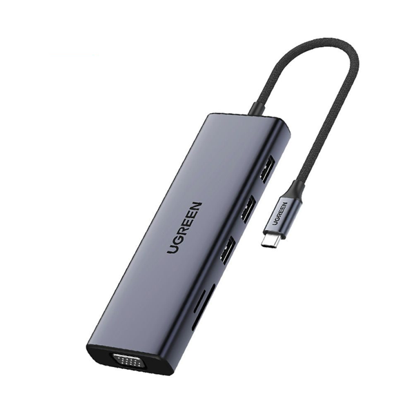 UGREEN CM498 9-IN-1 USB-C többfunkciós adapter (USB-C,HDMI,RJ45,VGA,TF-Card, Sd Card, 3x USB-A)