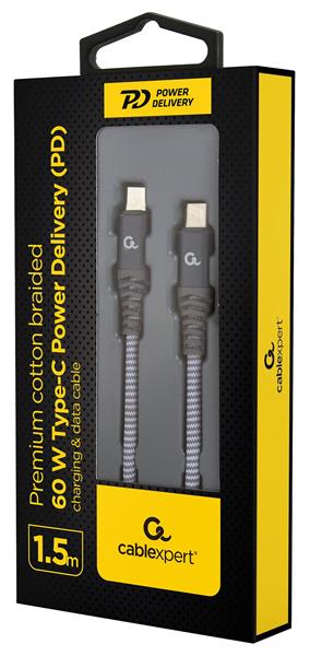 USB 2.0 C-C 1,5m GEMBIRD PD 60W kábel CC-USB2B-CMCM60-1.5M