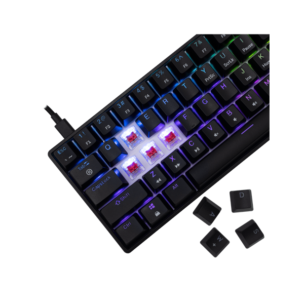 WHITE SHARK GK-004113B/R-HU SHINOBI-2/B-R-HU vezetékes mech. bill. 62 piros gomb,fekete, magyar (WS GK-004113B/R-HU)