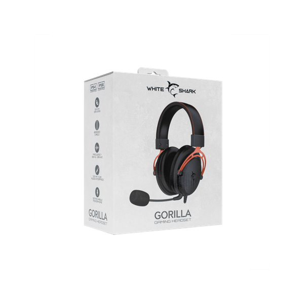 WHITE SHARK GORILLA-B/R, GH-2341-B/R gamer fejhallgató, fekete/piros, (3.5 Jack) (WS GH-2341B/R)