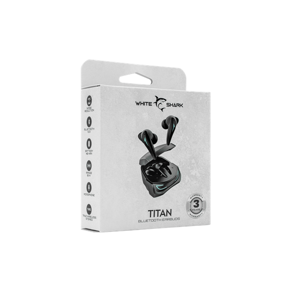WHITE SHARK TITAN-B, GEB-TWS96B bluetooth In-ear fülhallgató mikrofonnal, ANC, ENC, fekete (WS GEB-TWS96B)