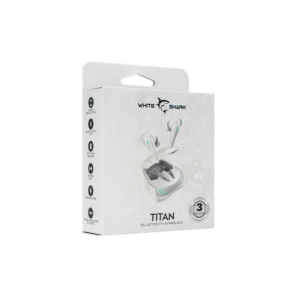 WHITE SHARK TITAN-W, GEB-TWS96W bluetooth In-ear fülhallgató mikrofonnal, ANC, ENC, fehér (WS GEB-TWS96W)