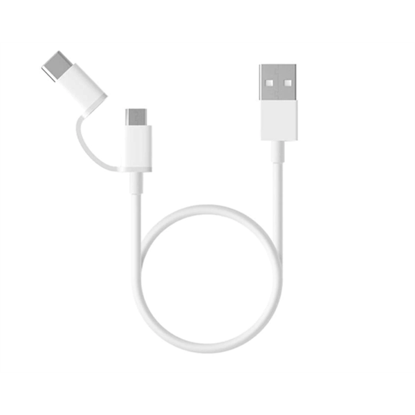 Xiaomi MI 2in 1 USB kábel 30cm, Micro USB - Type C, fehér SJV4083TY