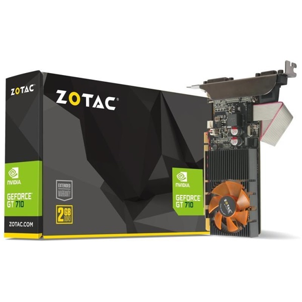 ZOTAC Videokártya PCI-Ex16x nVIDIA GT 710 2GB DDR3 Low Profile (ZT-71310-10L)