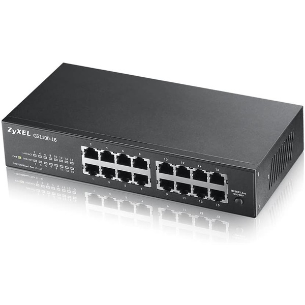 ZYXEL Switch 16x1000Mbps Fémházas Rackes, GS1100-16-EU0104F (GS1100-16-EU0104F)