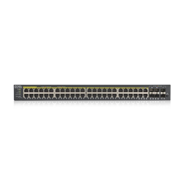 ZYXEL Switch 44x1000Mbps (44xPOE) + 4xGigabit kombó SFP+ 2xGigabit SFP, Fémházas Menedzselhető (48GbE POE port), GS1920- (GS1920-48HPV2-EU0101F)