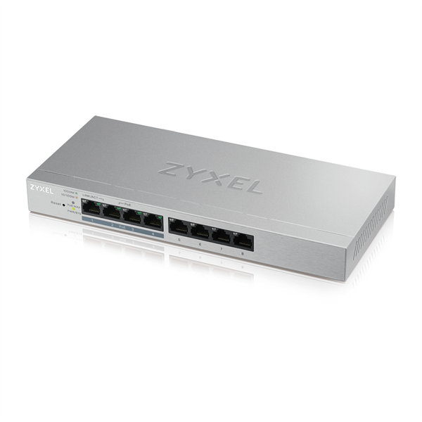 ZYXEL Switch 5x1000Mbps (4xPOE+), Fémházas Asztali, GS1200-5HPV2-EU0101F (GS1200-5HPV2-EU0101F)