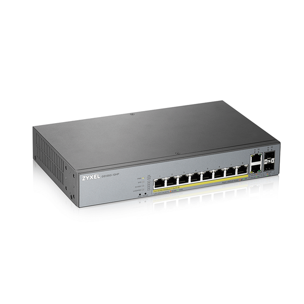 ZYXEL Switch 10x1000Mbps (8xPOE) + 2xGigabit SFP Menedzselhető Rackes, GS1350-12HP-EU0101F (GS1350-12HP-EU0101F)
