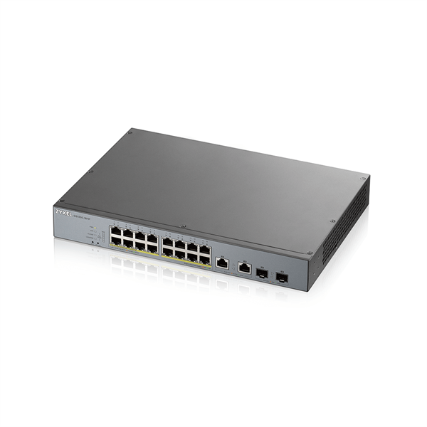 ZYXEL Switch 16x1000Mbps (16xPOE) + 2xGigabit kombó SFP Menedzselhető Rackes, GS1350-18HP-EU0101F (GS1350-18HP-EU0101F)