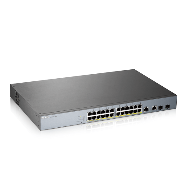 ZYXEL Switch 24x1000Mbps (24xPOE) + 2xGigabit kombó SFP Menedzselhető Rackes, GS1350-26HP-EU0101F (GS1350-26HP-EU0101F)