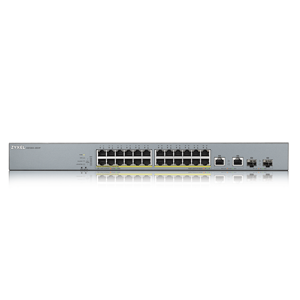 ZYXEL Switch 24x1000Mbps (24xPOE) + 2xGigabit kombó SFP Menedzselhető Rackes, GS1350-26HP-EU0101F (GS1350-26HP-EU0101F)