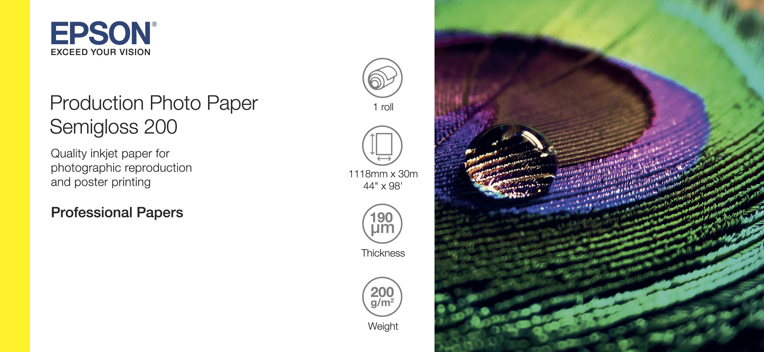 Epson félfényes fotópapír 44"x30m 200g (C13S450378)