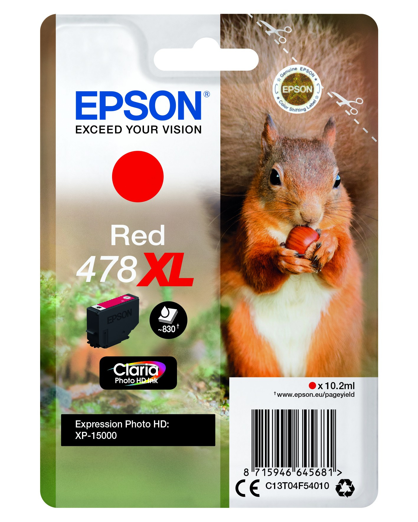 Epson T04F5 Tintapatron Red 10,2ml No.478XL (C13T04F54010)