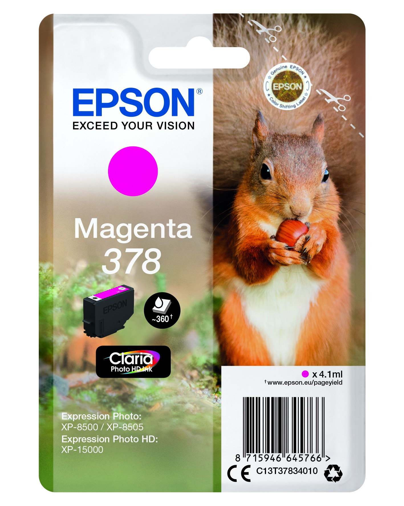 Epson T3783 Tintapatron Magenta 4,1ml No.378 (C13T37834010)