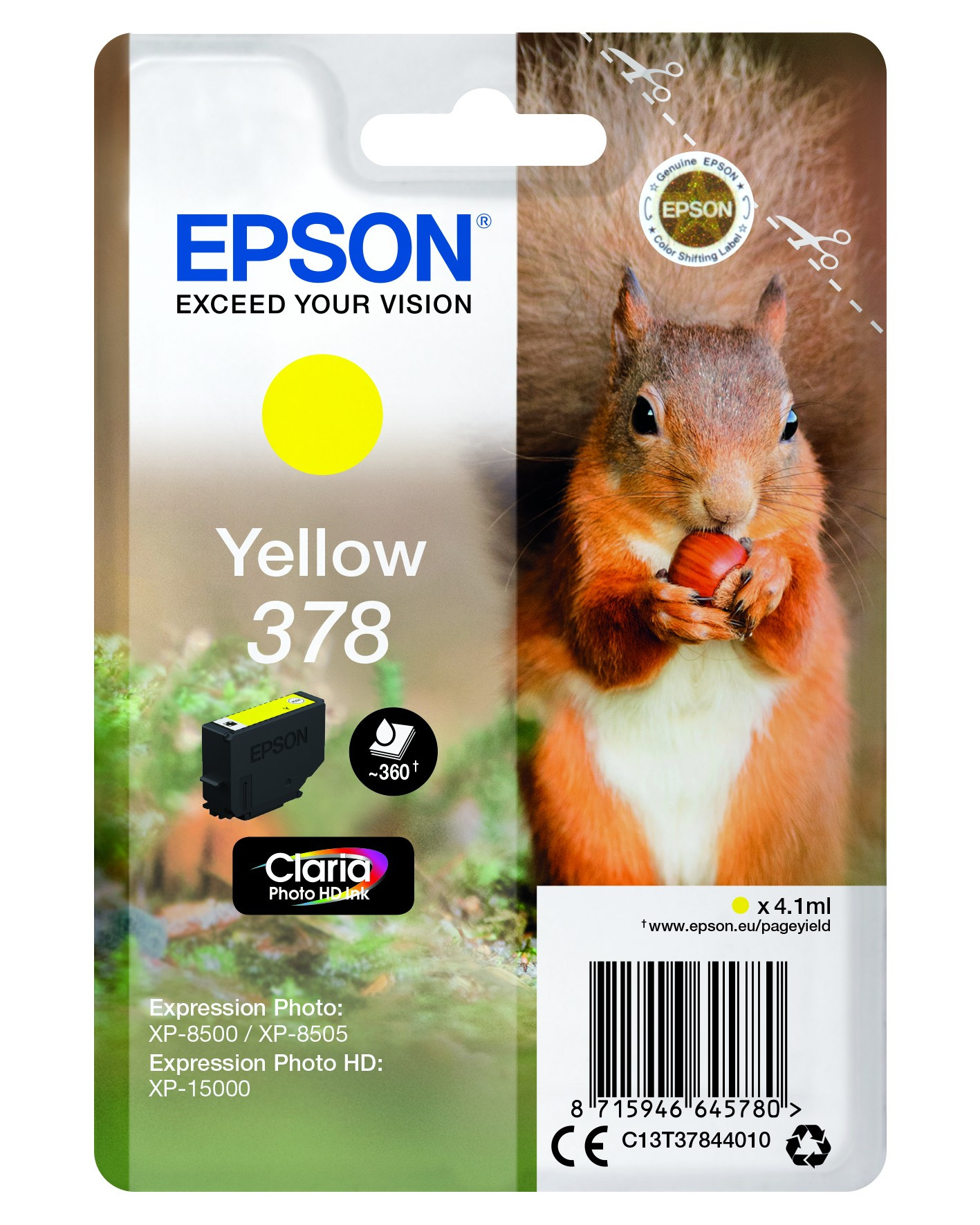 Epson T3784 Tintapatron Yellow 4,1ml No.378 (C13T37844010)