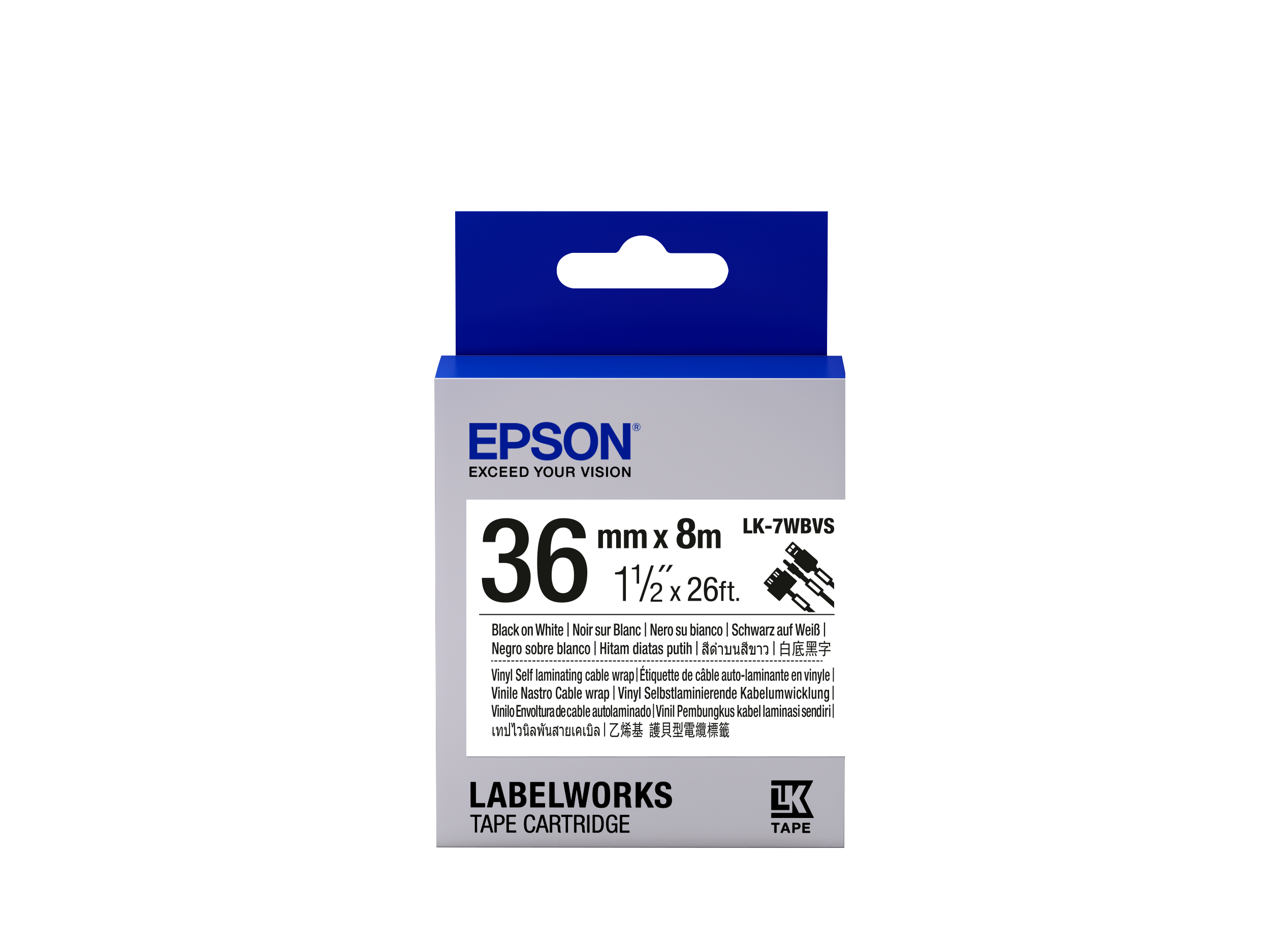Epson LK-7WBVS címkeszalag Black/White 36mm (8m) (C53S657014)